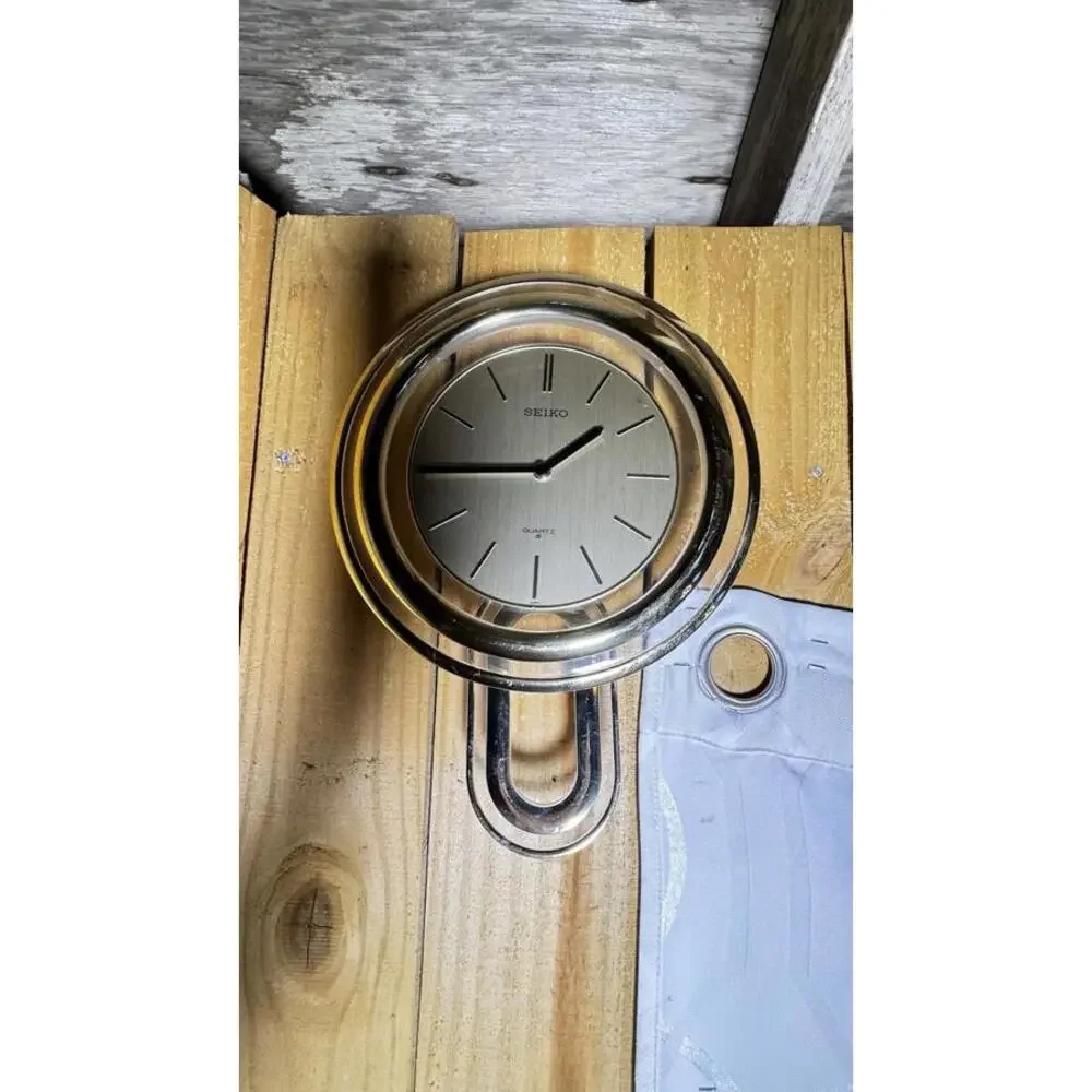 Vintage Seiko Quartz Pendulum Wall Clock Gold and Clear - Tested, Works Great!
